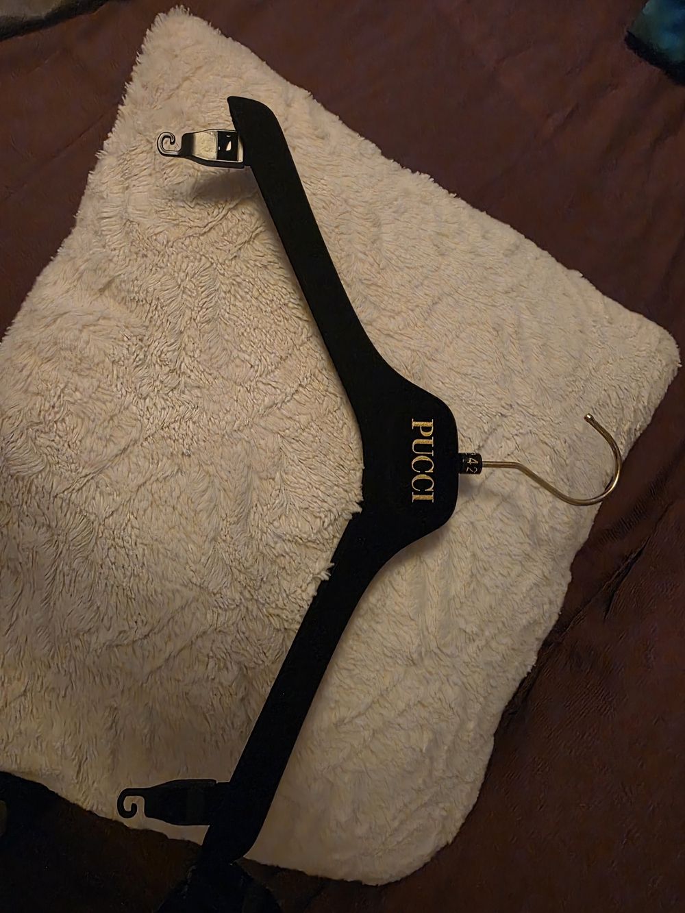 Emilio Pucci Authentic Black Velvet Hanger Gold Logo